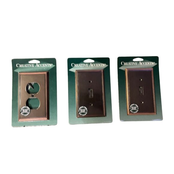 Three Creative Accents Outlet Wall Plates NEW Antique Bronze - Picture 1 of 2